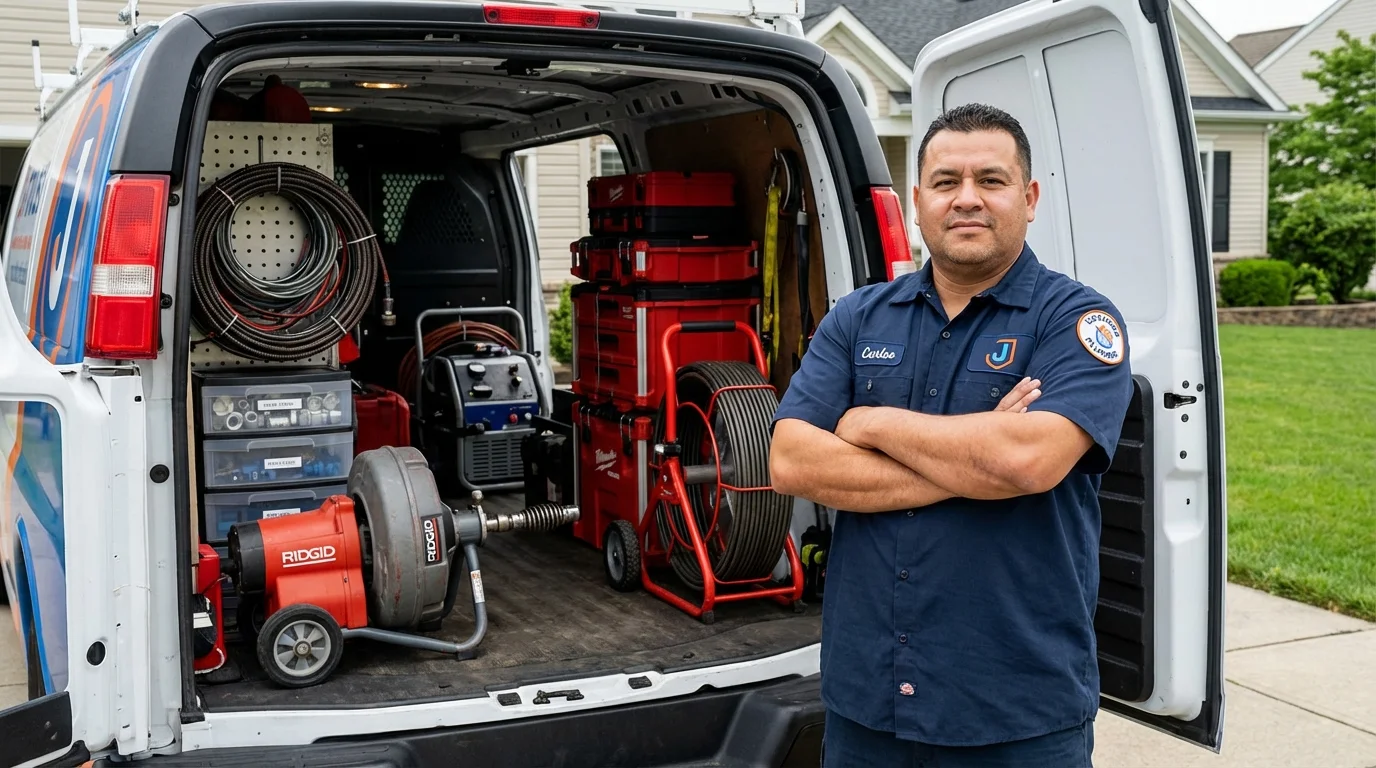 Professional drain cleaning equipment and Johns Plumbing LLC plumber in Willamina