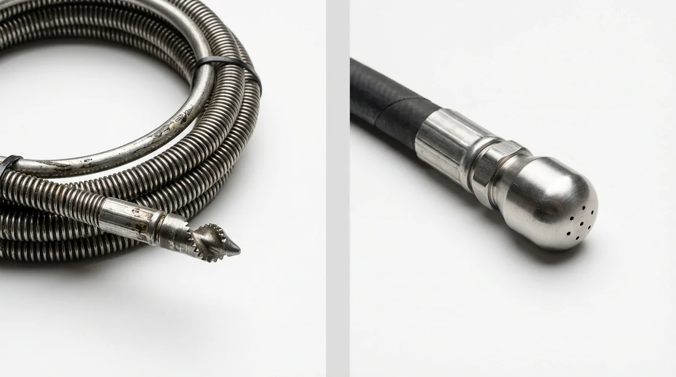 Drain snake cable and hydro jetting nozzle used for drain cleaning in Willamina, OR